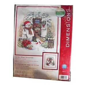 Dimensions Garden Shed Snowman Cross Stitch Kit 12x14 Multicolor New 08817